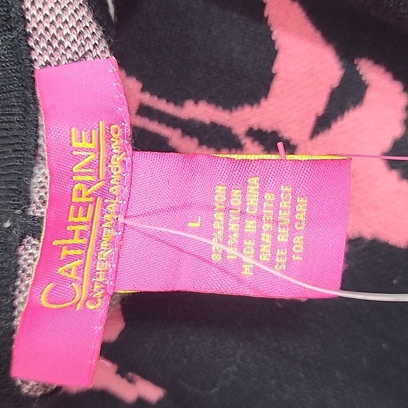 Catherine Malandrino Floral Knit A Line Sweater Skirt Pink Black L NWT - Picture 4 of 4